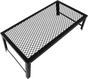 Dfmyhked‌ Portable Camping Grill Grate, 44lb Capacity Foldable Fire Pit Rack, Heavy-Duty Camping Grill Grate with Sturdy Mesh for Outdoor Cooking, Camping, BBQs - Black (21.7x11.8in)