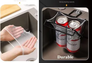 Disposable Sink Strainer Mesh Bags with Foldable Iron Holder – Kitchen Sink Filter Rack, Food Catcher & Garbage Strainer for Leftovers | Waste Bags (B (Holder   200 Bags))