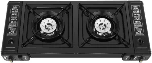 Double Burner Butane Stove, Portable Auto Ignition Camping Burner LPG for Outdoor Cooking, RV, Apartments, Camping, 25.2x10.94x3.15in