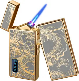 Dragon 2 in 1 Dual Arc & Jet Flame Torch Lighter - USB Rechargeable with Battery Indicator, Refillable Windproof Plasma Infinity Lighter