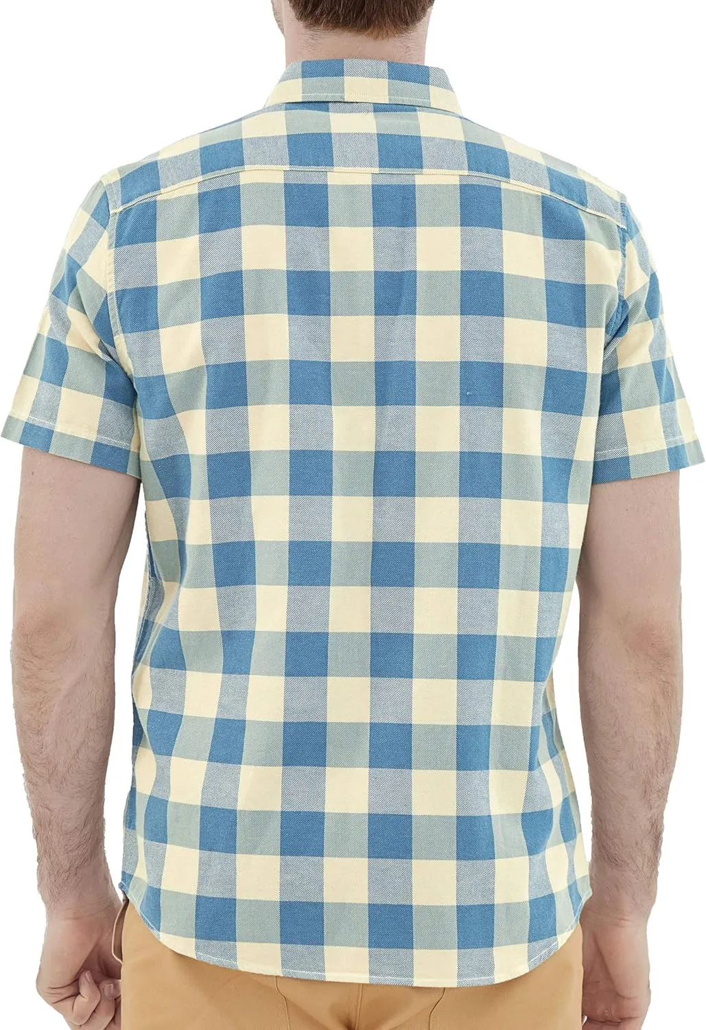 Dubinik® Mens Short Sleeve Button Down Shirts 100% Cotton Plaid Men's Casual Button-Down Shirts with Pocket