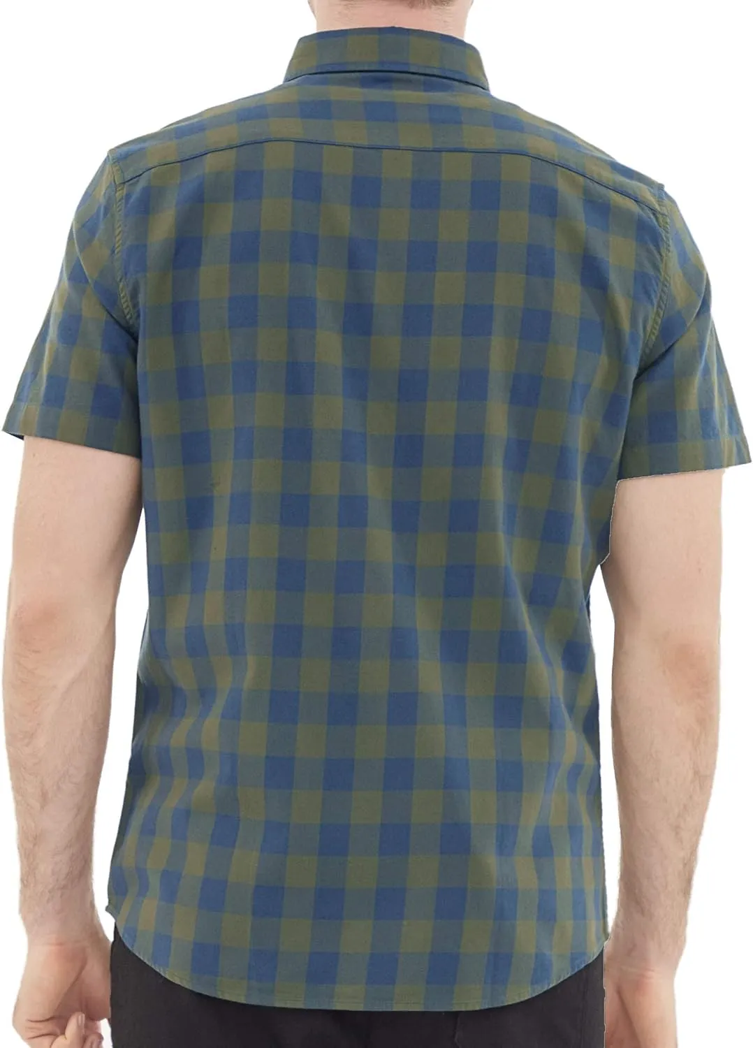 Dubinik® Mens Short Sleeve Button Down Shirts 100% Cotton Plaid Men's Casual Button-Down Shirts with Pocket