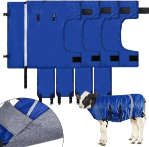 Dunzy 4 Pcs Winter Calf Blanket Waterproof & Windproof Calf Warming Blanket, Thickened Belly Protection(Heavy Fleece Style)