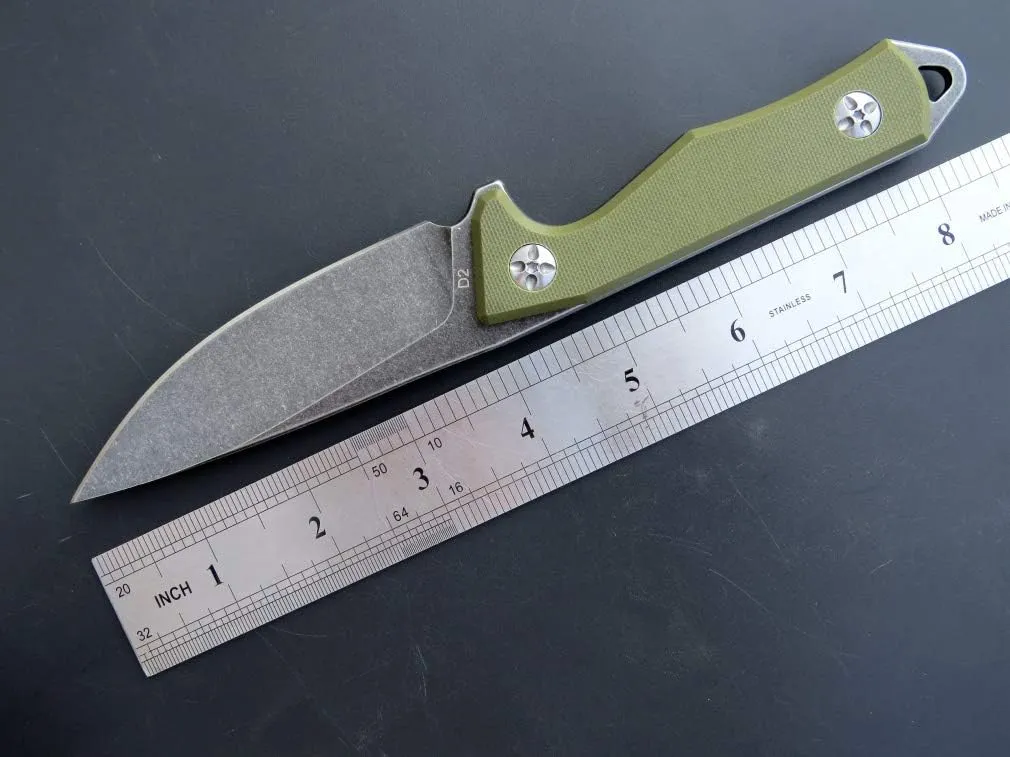 Eafengrow EF107 Fixed Blade Knife with D2 Steel Blade and Kydex Sheath - G10 Handle Compact Outdoor Field Utility Knife (Green)