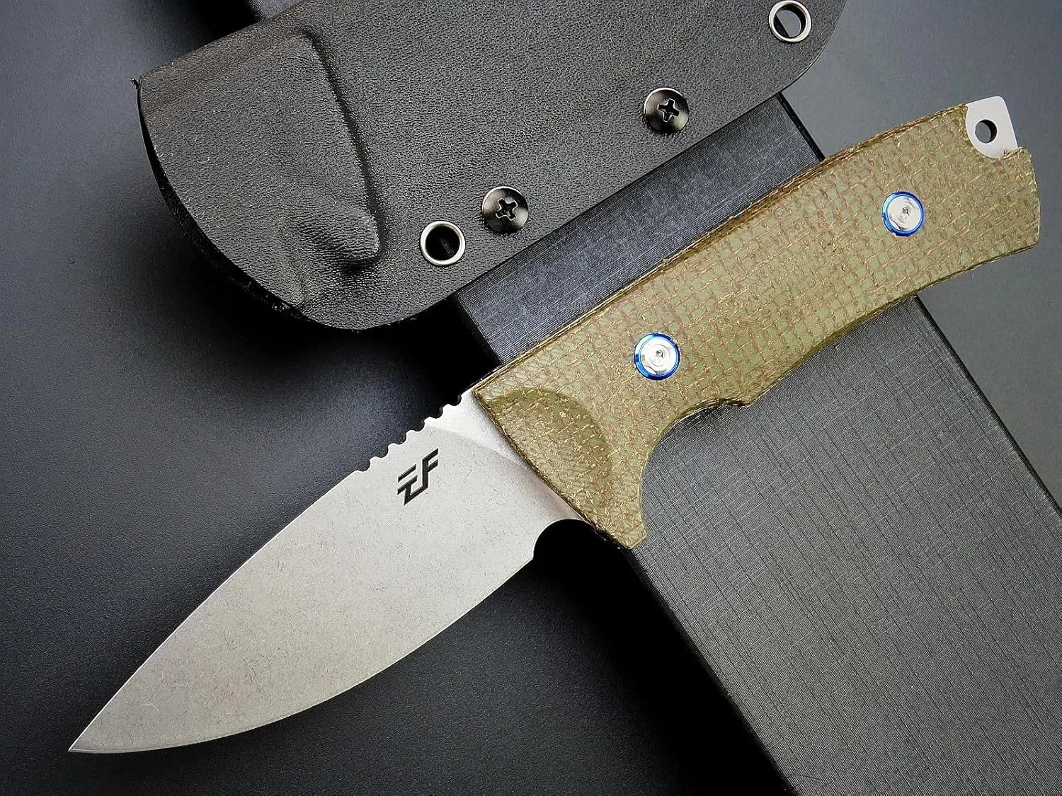 Eafengrow EF133 Fixed Blade Knife, DC53 Steel Blade,Micarta Handle Full Tang Compact Tough EDC Straight Knifes for Outdoor Working Camping Hiking(Green)