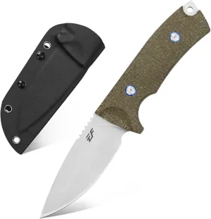 Eafengrow EF133 Fixed Blade Knife, DC53 Steel Blade,Micarta Handle Full Tang Compact Tough EDC Straight Knifes for Outdoor Working Camping Hiking(Green)