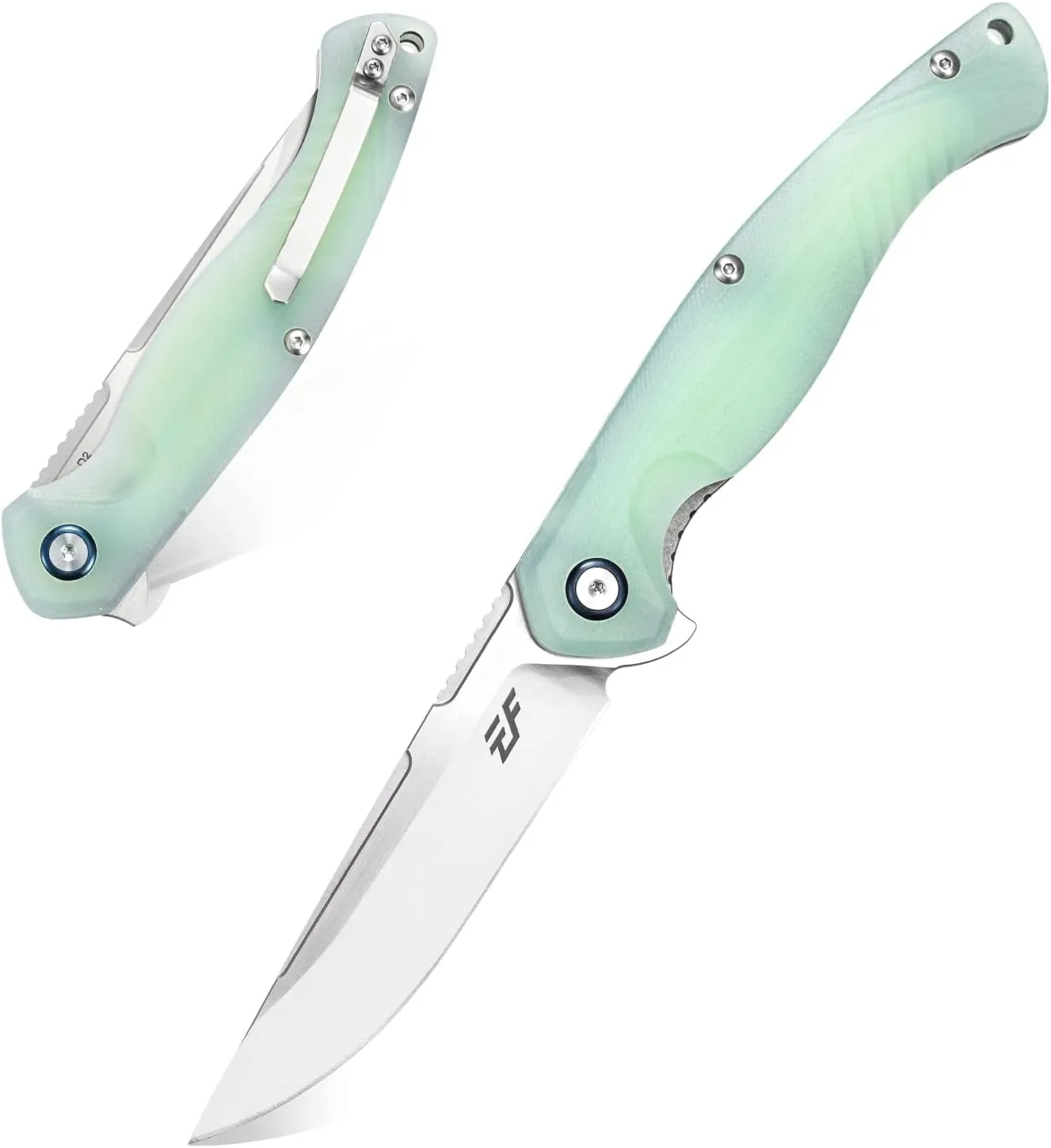 Eafengrow EF953 Pocket Folding Knife G10 Handle D2 Blade,EDC Tool Knife for Outdoor Camping Hiking (Jade)