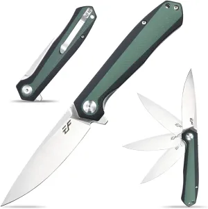 Eafengrow EF964 Pocket Folding Knife G10 Handle D2 Blade EDC Tactical Folder for Outdoor Camping Hiking (Green)