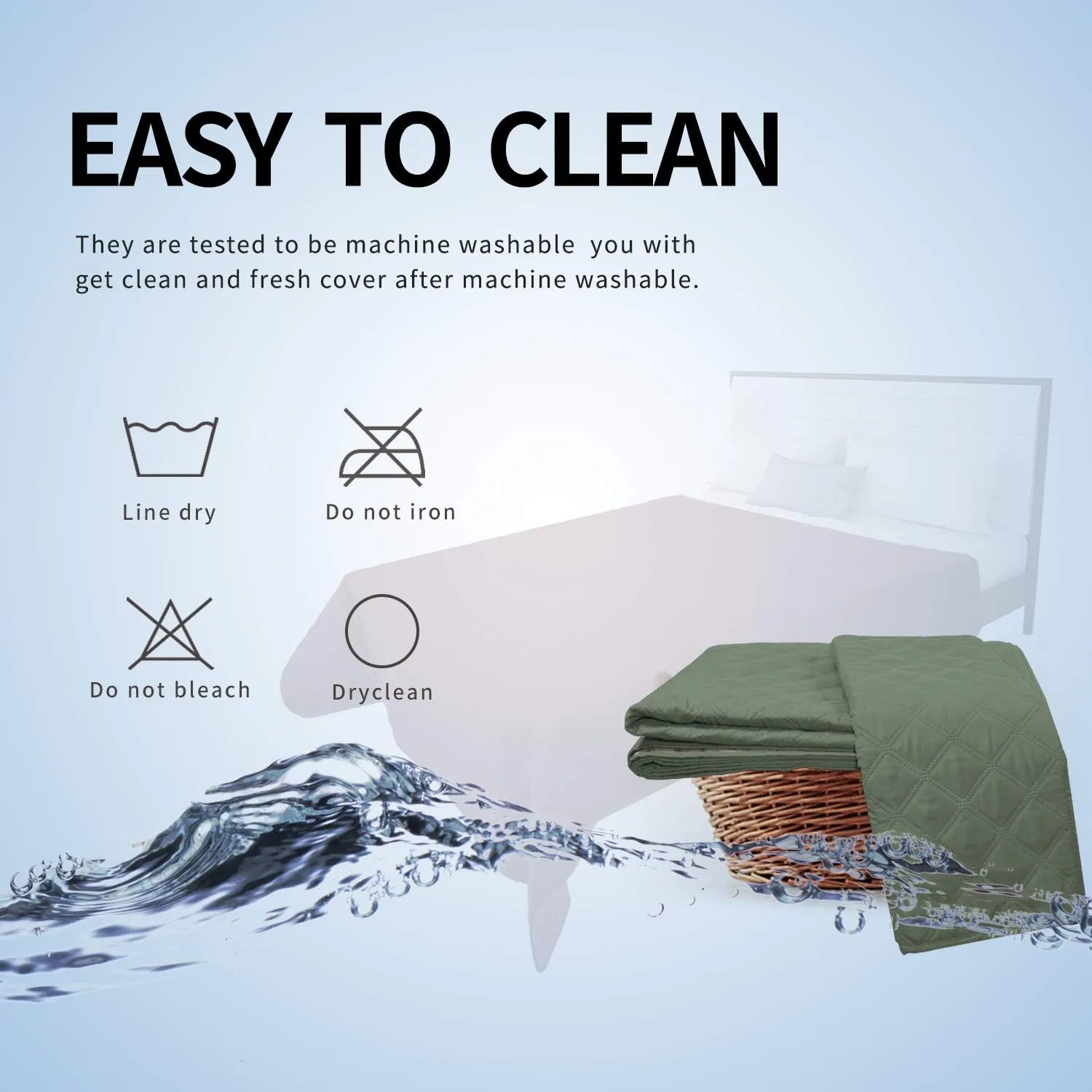 Easy-Going 100% Waterproof Dog Bed Cover, Non-Slip Pet Blanket for Furniture, Washable Couch Cover, Repleasement Sofa Cover (96x82 in,Greyish Green)