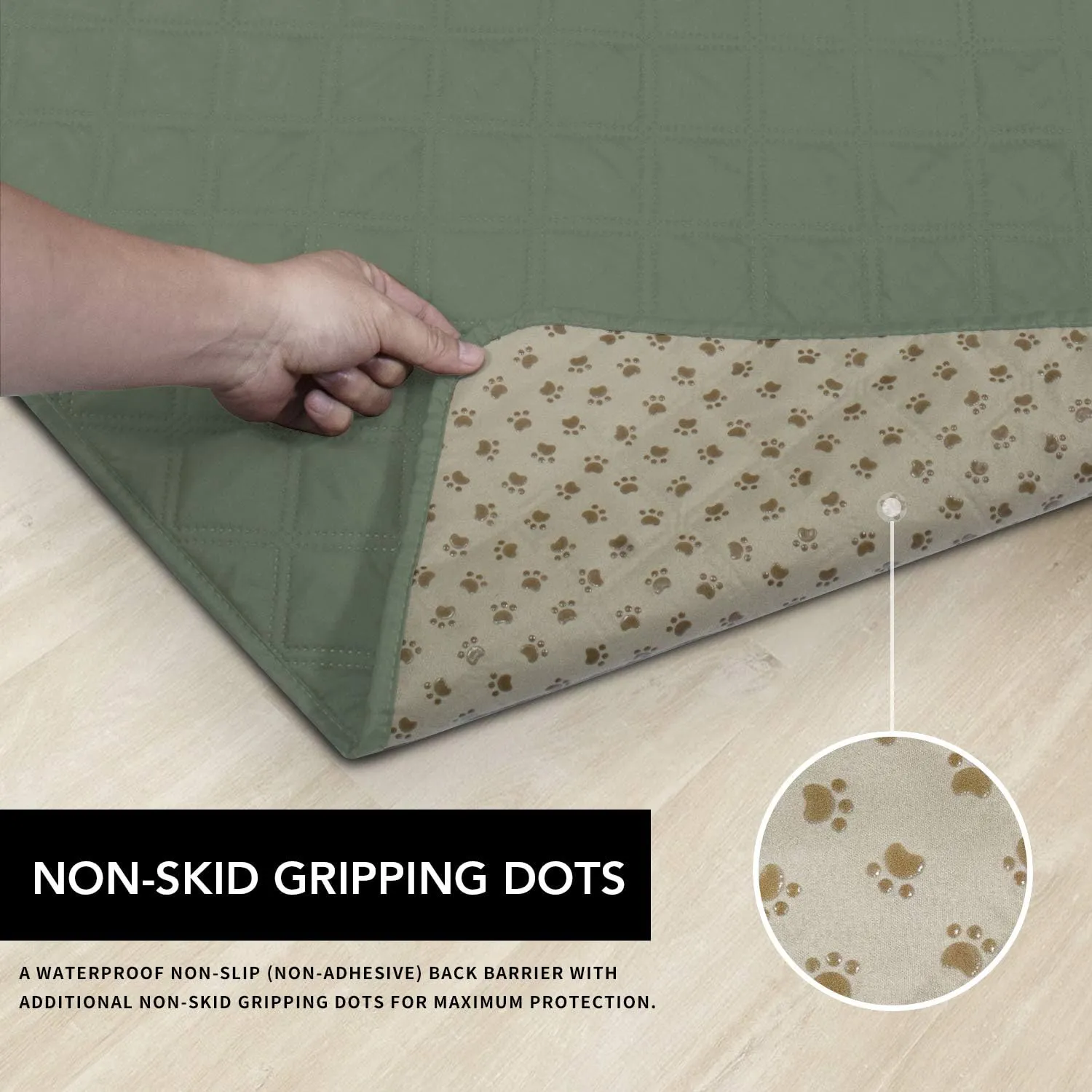 Easy-Going 100% Waterproof Dog Bed Cover, Non-Slip Pet Blanket for Furniture, Washable Couch Cover, Repleasement Sofa Cover (96x82 in,Greyish Green)