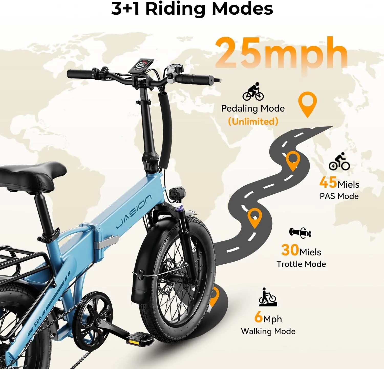 Electric Bike for Adults with Peak 1000W Motor up to 25Mph EBS Ebike, Built-in 48V Removable Battery up to 55 Max Miles Folding Ebike, Aluminum 20'' Fat Tire Electric Bicycle