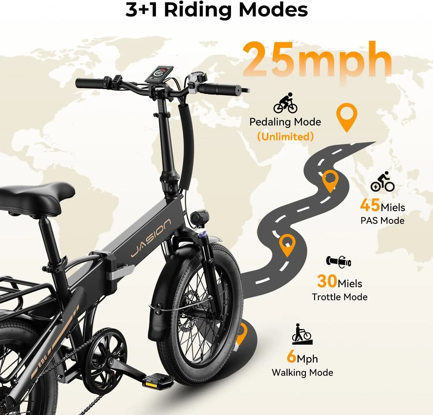 Electric Bike for Adults with Peak 1000W Motor up to 25Mph EBS Ebike, Built-in 48V Removable Battery up to 55 Max Miles Folding Ebike, Aluminum 20'' Fat Tire Electric Bicycle