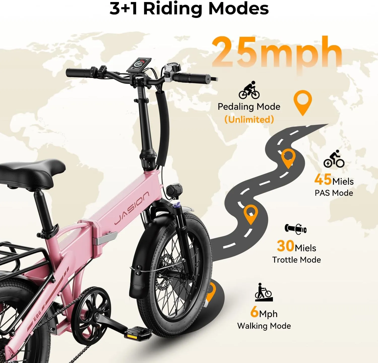 Electric Bike for Adults with Peak 1000W Motor up to 25Mph EBS Ebike, Built-in 48V Removable Battery up to 55 Max Miles Folding Ebike, Aluminum 20'' Fat Tire Electric Bicycle