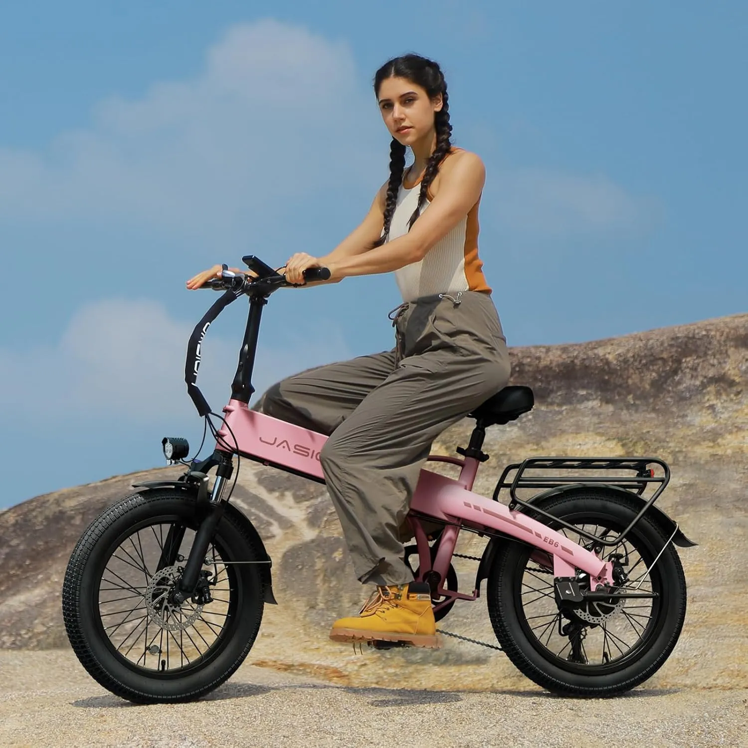 Electric Bike for Adults with Peak 1000W Motor up to 25Mph EBS Ebike, Built-in 48V Removable Battery up to 55 Max Miles Folding Ebike, Aluminum 20'' Fat Tire Electric Bicycle