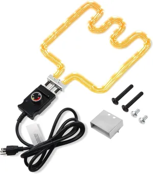 Electric Smoker and Grill Heating Element with Adjustable Thermostat Cord Controller,1500 Watt Heating Element Replacement Part Compatible with Masterbuilt Smokers & Turkey Fryers
