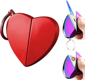 Electronic Jet Flame Torch Lighter - 2 in 1 Refillable Butane, USB Rechargeable, Windproof, Cool Infinity Design - Creative Love Lighter for Women, Lady, Girls - Indoor/Outdoor Use (Red)