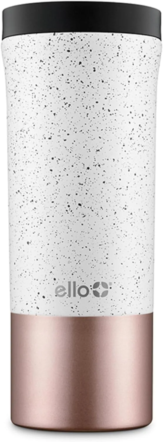 Ello Miri 16oz Vacuum Insulated Stainless Steel Travel Mug, Leak-Proof Slider Lid, Keeps Hot for 5 Hours, Perfect for Coffee or Tea, BPA-Free, Fits Most Cupholders, Holiday Gift, Speckle