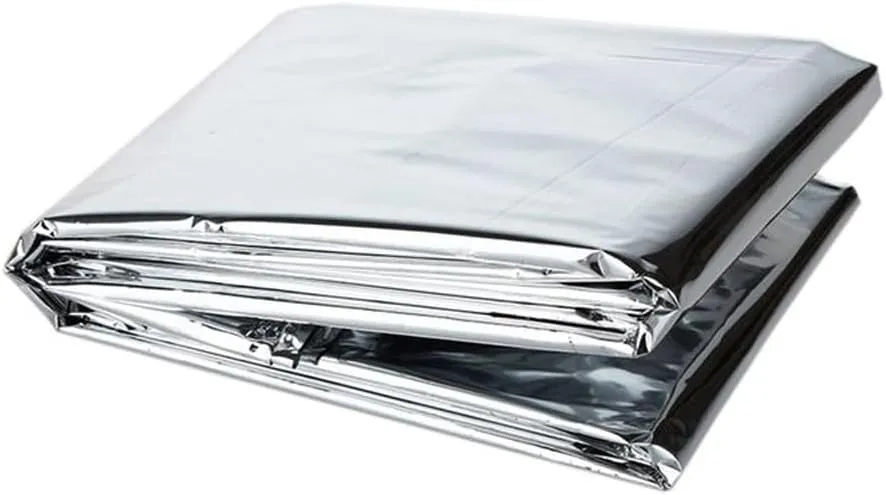 Emergency Blanket Stormproof Survival Blanket, 82""x52"", Water Resistant Fire Retardant Thermal Blanket with Carrying Bag for Outdoor Camping Hiking, Silver