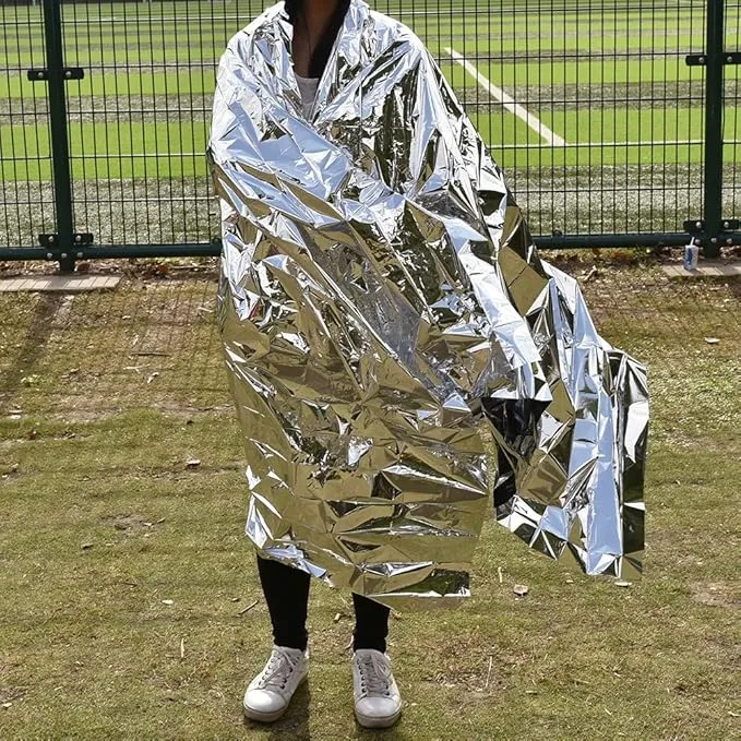 Emergency Blanket Survival Gear | Foil Mylar Thermal Blankets 63" x 87" inches (Pack of 10) | Big Double Sided Escape Tact Bivvy, | for NASA, Outdoors, Hiking, Space, Marathons First Aid Kit