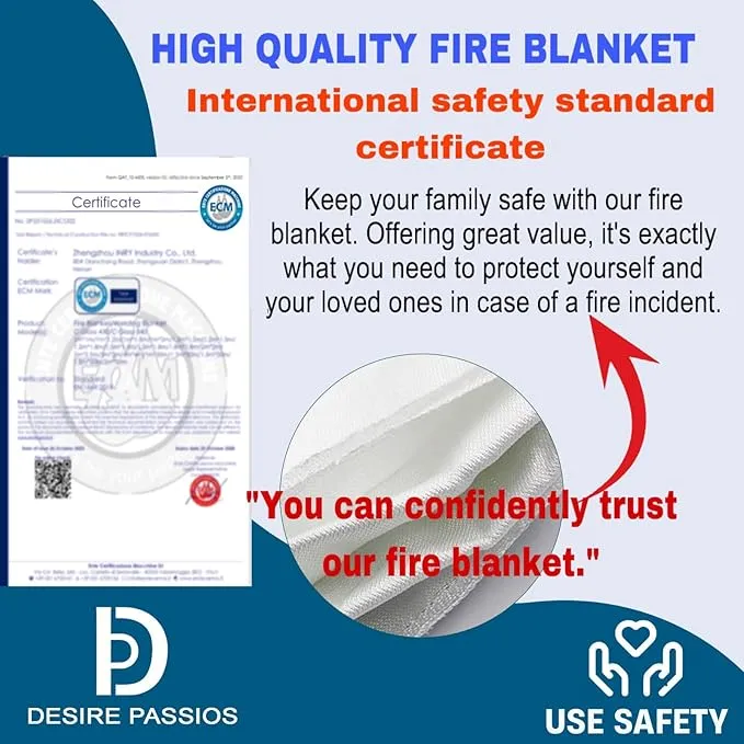 Emergency Fire Blanket - Fire Suppression Blanket for Home, Kitchen, Garage, Camping, School & Office -Flame Retardant -40”x40” for Quick Smothering & Fire Safety (Pack of 2)“