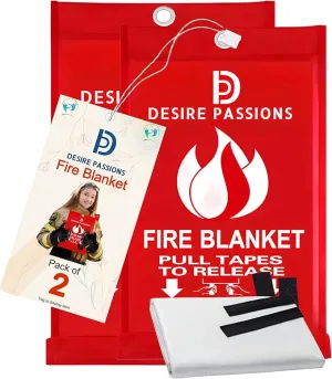 Emergency Fire Blanket - Fire Suppression Blanket for Home, Kitchen, Garage, Camping, School & Office -Flame Retardant -40”x40” for Quick Smothering & Fire Safety (Pack of 2)“