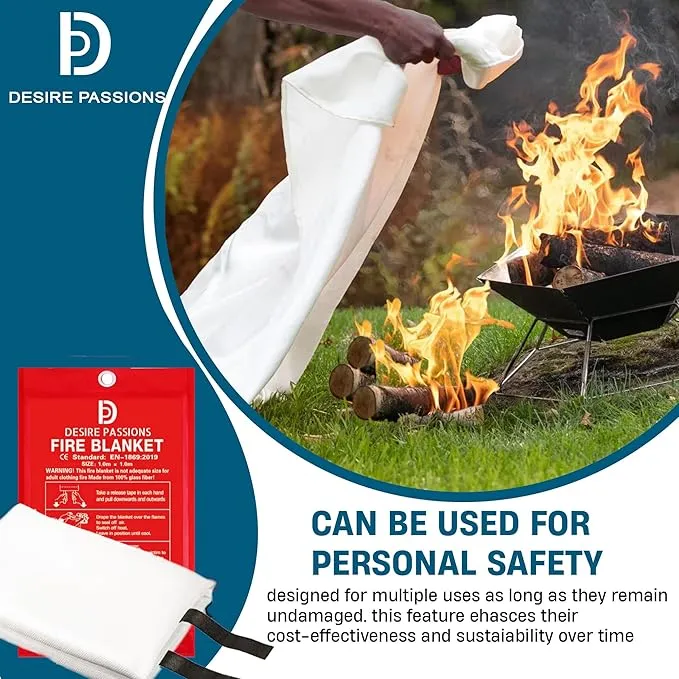 Emergency Fire Blanket - Fire Suppression Blanket for Home, Kitchen, Garage, Camping, School & Office -Flame Retardant -40”x40” for Quick Smothering & Fire Safety (Pack of 2)“