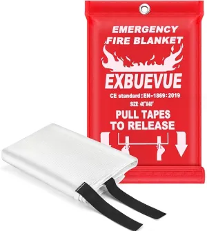 Emergency Fire Blanket for Kitchen and Home, 40” x 40” Fire Extinguishing Blanket, Fire Suppression Blanket, Fire Safety Blanket, Fiberglass Flame Retardant Blanket