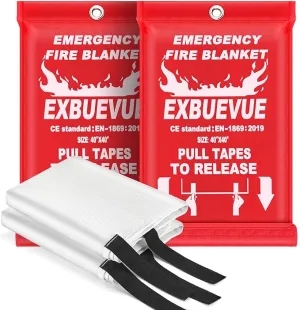 Emergency Fire Blanket for Kitchen and Home, 40” x 40” Fire Extinguishing Blanket(2pcs), Fire Suppression Blanket, Fire Safety Blanket, Fiberglass Flame Retardant Blanket