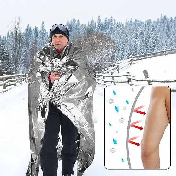 Emergency Mylar Thermal Blankets -Space Blanket Survival kit Camping Blanket (4-Pack). Perfect for Outdoors, Hiking, Survival, Bug Out Bag ，Marathons or First Aid 1