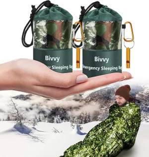 Emergency Sleeping Bags Thermal-Emergency-Blankets Ultralight Space Blankets Survival Waterproof Bivy Sack Multi-Purpose Survival Gear for Hiking, Camping, First Aid Kits, Outdoor Survival Gear