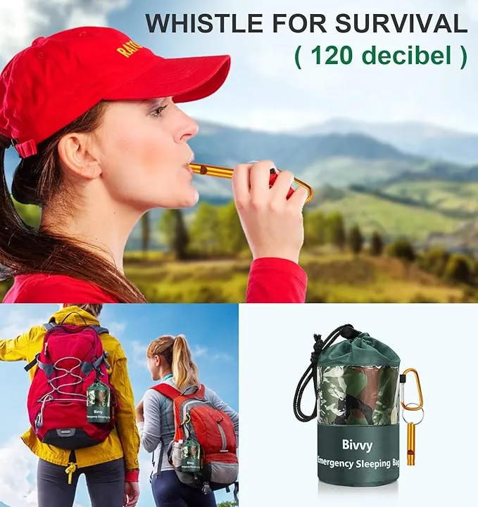 Emergency Sleeping Bags Thermal-Emergency-Blankets Ultralight Space Blankets Survival Waterproof Bivy Sack Multi-Purpose Survival Gear for Hiking, Camping, First Aid Kits, Outdoor Survival Gear