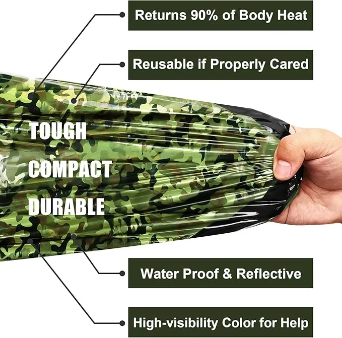 Emergency Sleeping Bags Thermal-Emergency-Blankets Ultralight Space Blankets Survival Waterproof Bivy Sack Multi-Purpose Survival Gear for Hiking, Camping, First Aid Kits, Outdoor Survival Gear