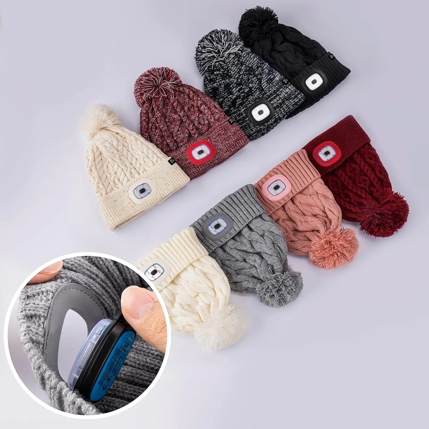 Etsfmoa Unisex Winter Beanie with The Light,Gifts for Men and Women,USB Rechargeable Headlamp Hat