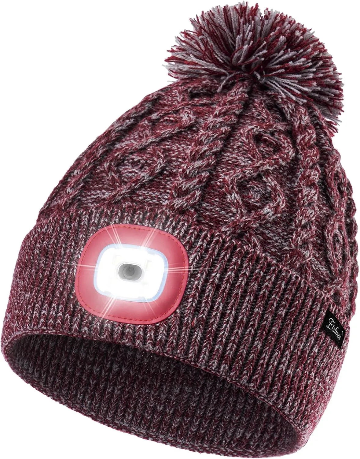 Etsfmoa Unisex Winter Beanie with The Light,Gifts for Men and Women,USB Rechargeable Headlamp Hat
