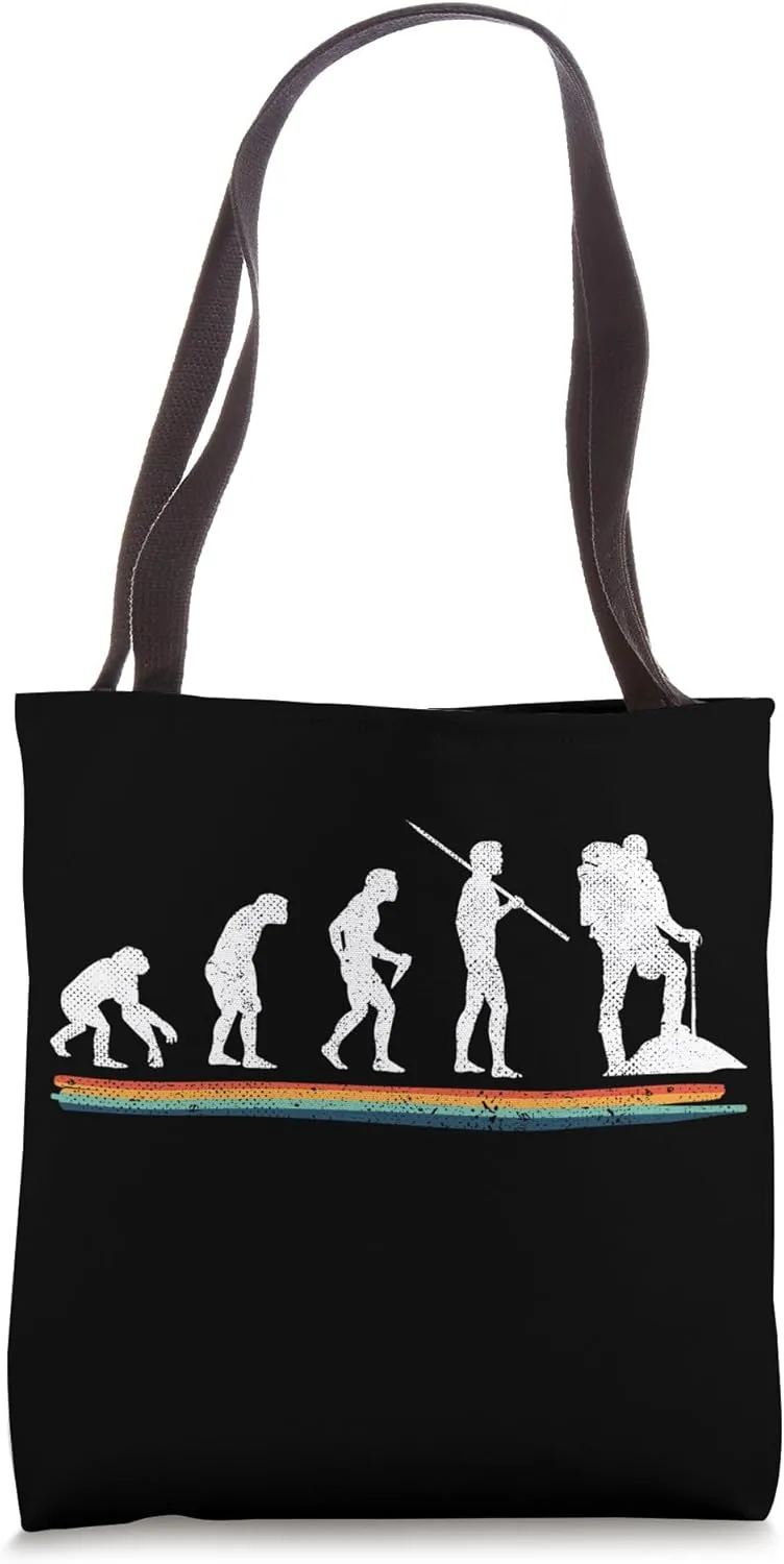 Evolution Trekking Hiking Funny Vintage Tote Bag