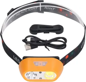 EVTSCAN LED Headlamp USB Rechargeable 300lm High Bright COB XPE 6 Modes Headlight with Sensing Switch Portable Aluminum Alloy for Outdoor Work
