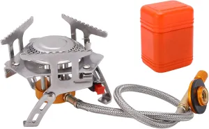 EVTSCAN Mini Camping Gas Stove - Folding Windproof Backpacking Stove with Piezo Ignition for Hiking Picnic