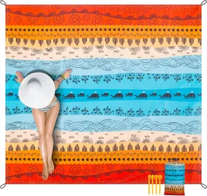 Extra Large Beach Blanket, Waterproof Sandproof Beach Blanket, 9 Ft X 10 Ft Outdoor Picnic Blanket for 8 Adults, Lightweight Quick Drying Beach Mat for Beach Travel, Camping, Hiking