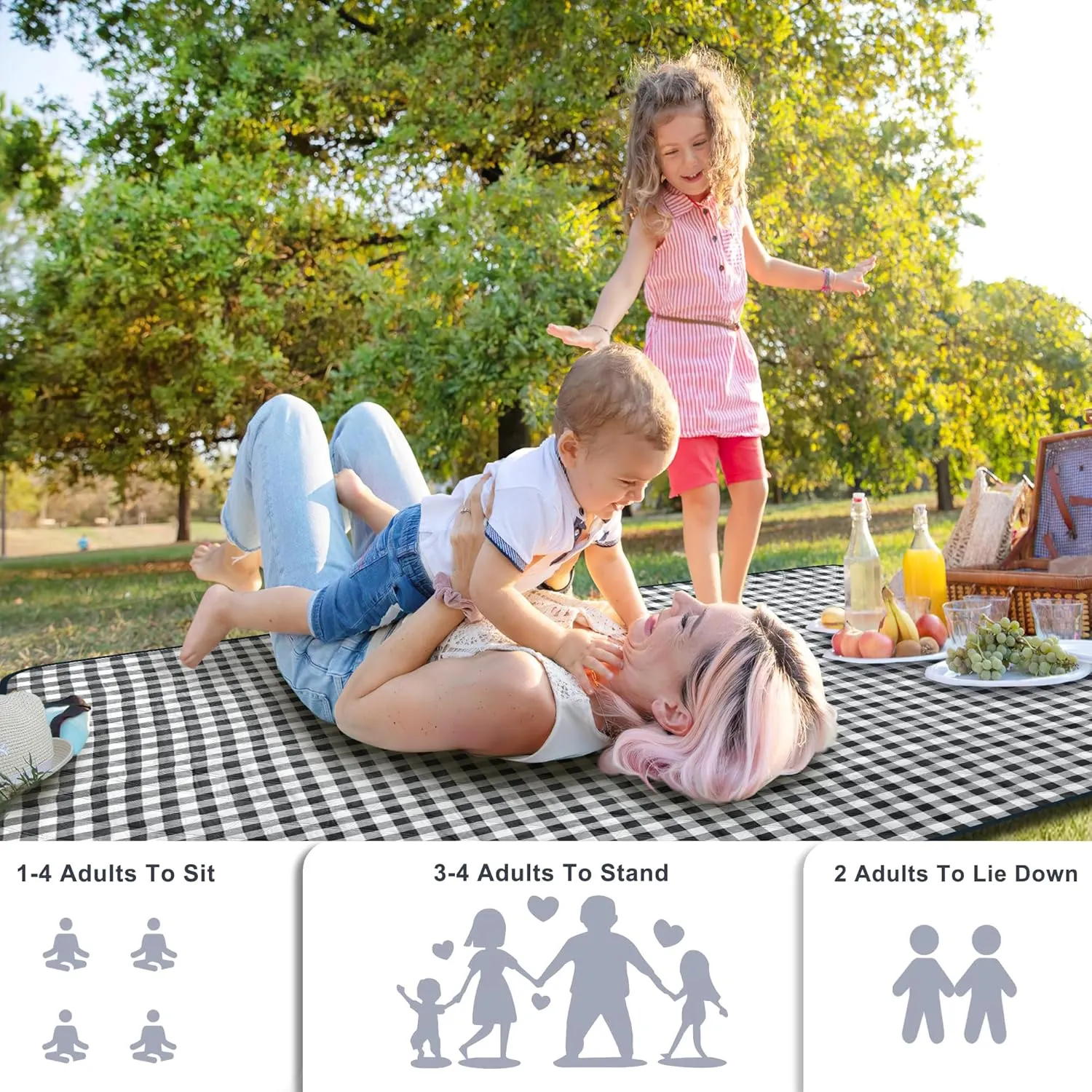 Extra Large Outdoor Picnic Blankets 60"×80", Beach Blanket Waterproof Foldable Sandproof, Picnic Mat Washable Portable for Camping, Park, Hiking (Thickened, Blue and White)