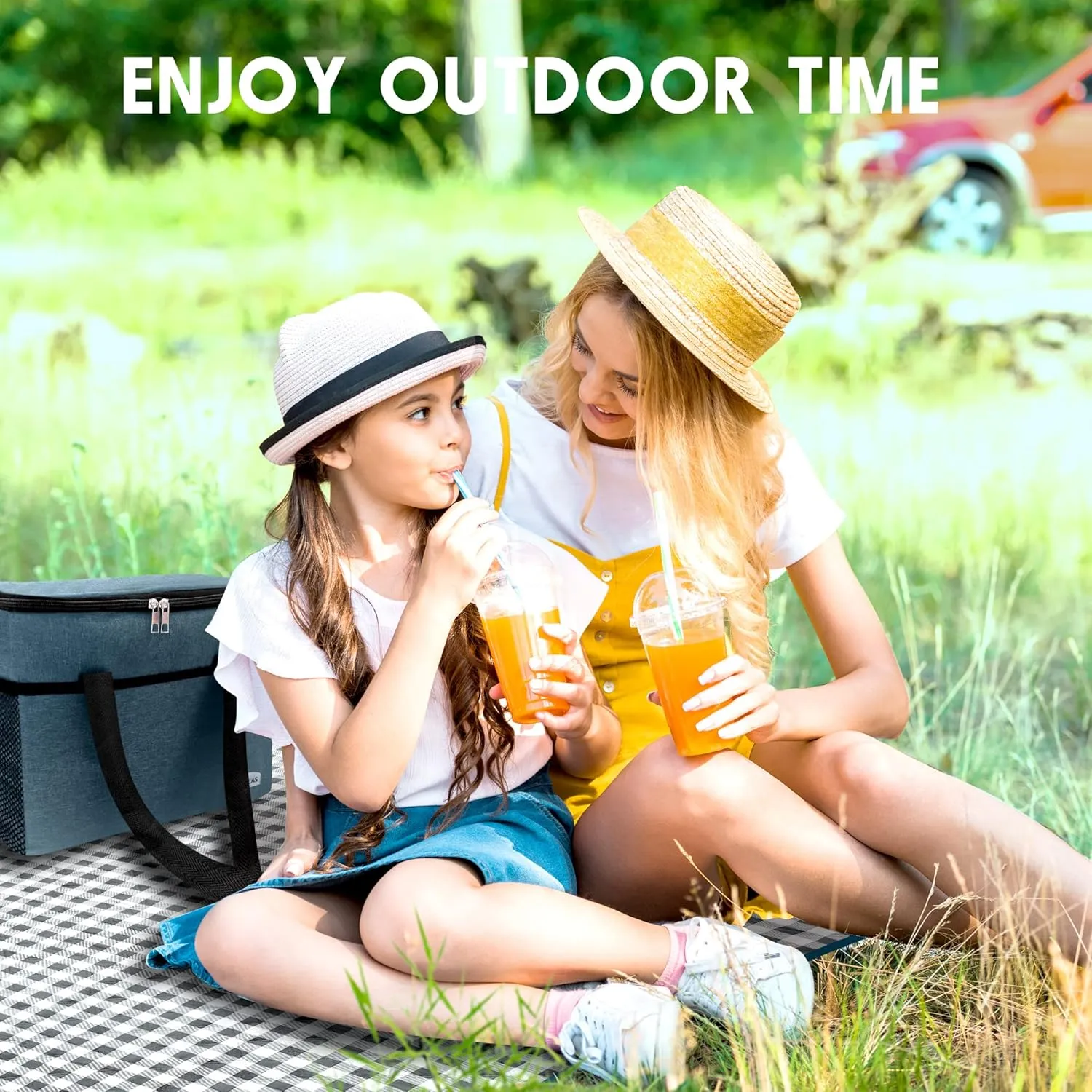 Extra Large Outdoor Picnic Blankets 60"×80", Beach Blanket Waterproof Foldable Sandproof, Picnic Mat Washable Portable for Camping, Park, Hiking (Thickened, Blue and White)