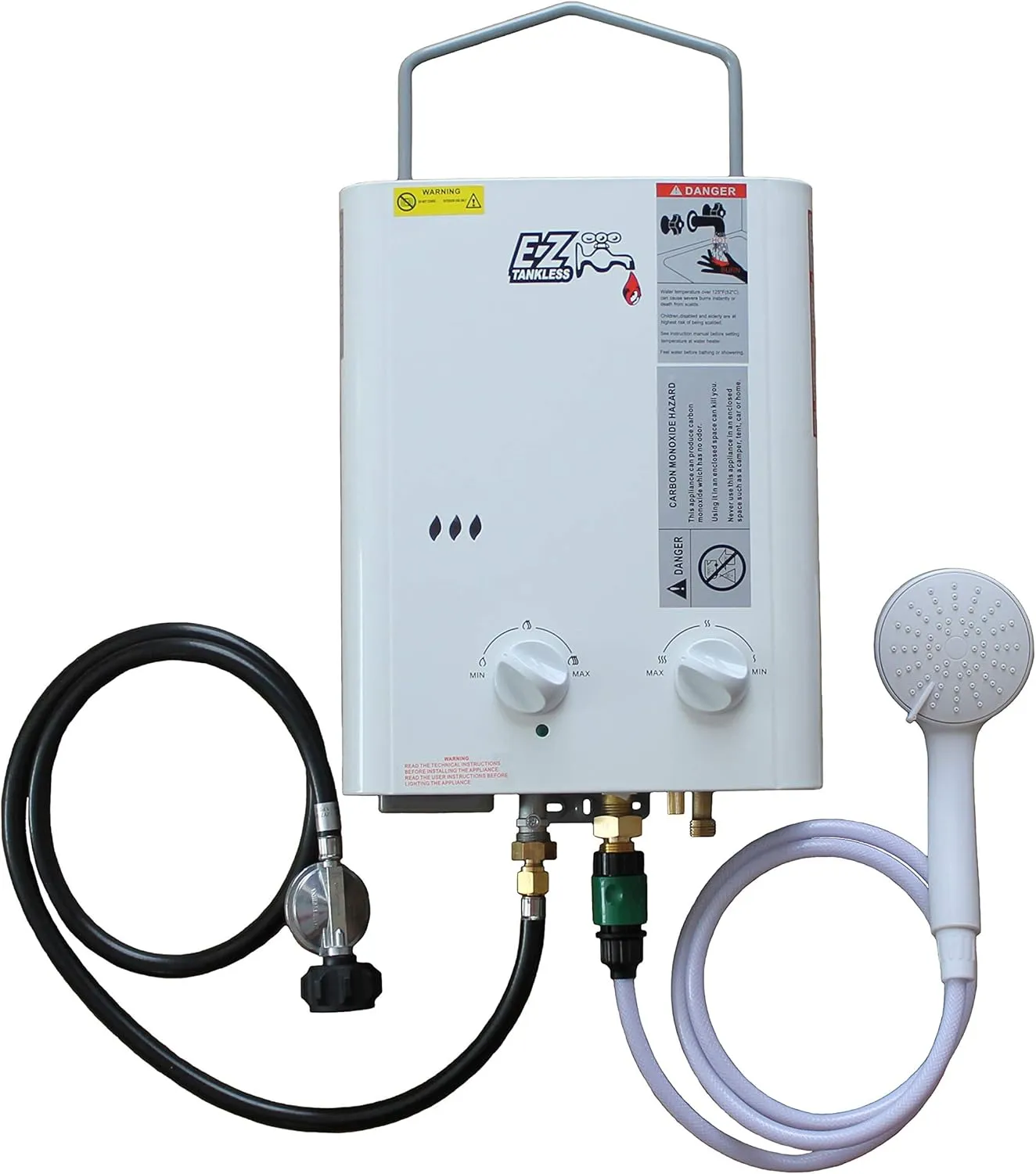 EZ Camp Champ 1.8 GPM Propane (LPG) gas - Small - Portable - Point of use - Outdoor Tankless Water Heater System