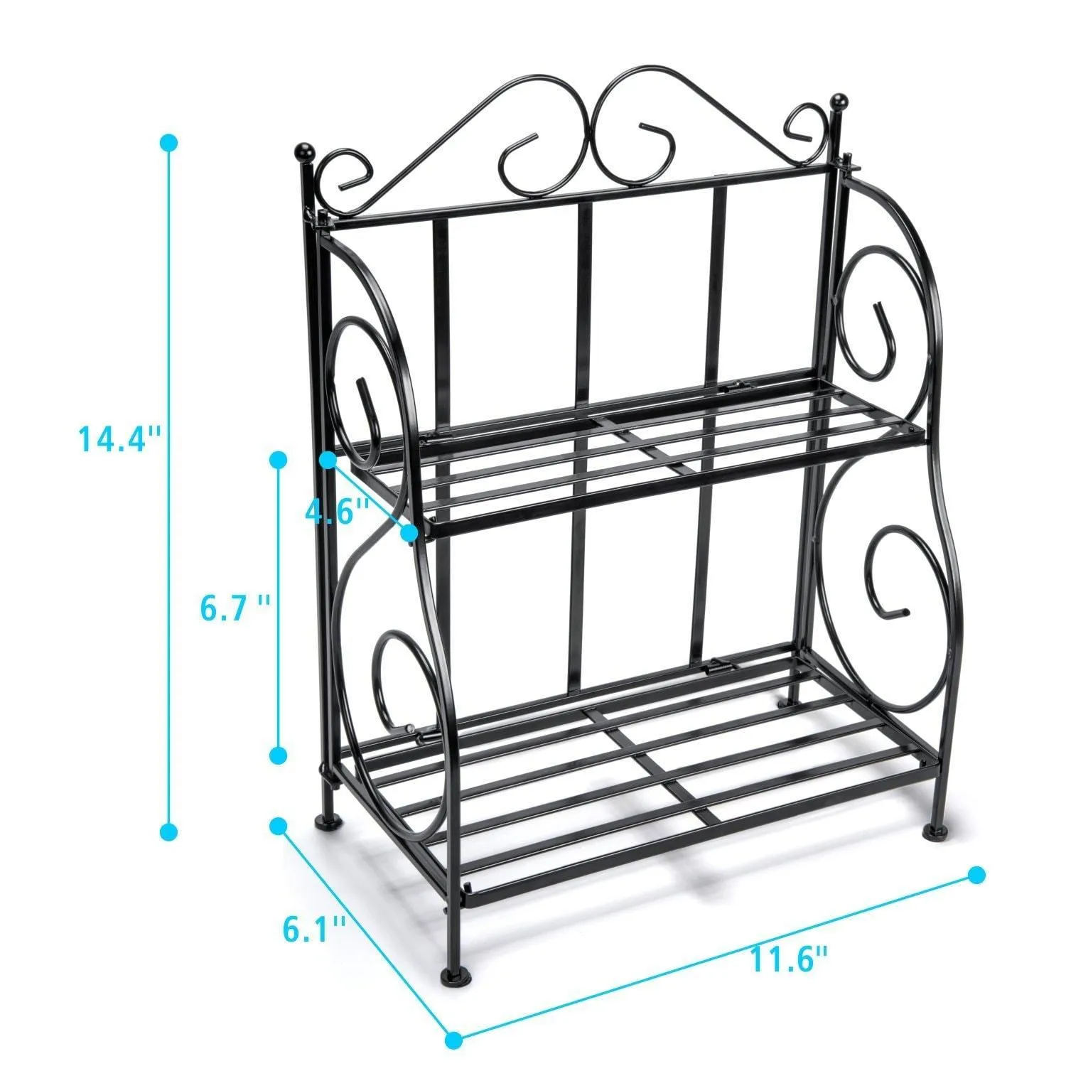F-color Bathroom Countertop Organizer, 2 Tier Collapsible Kitchen Counter Spice Rack Jars Bottle Shelf Organizer Rack, Black