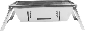 Fafeicy Camping Smoker BBQ Grill Portable Stainless Steel Collapsible Charcoal BBQ Grill for Outdoor Picnics Gatherings, 16.5 X 8.5 X 6.7 13.8in Size