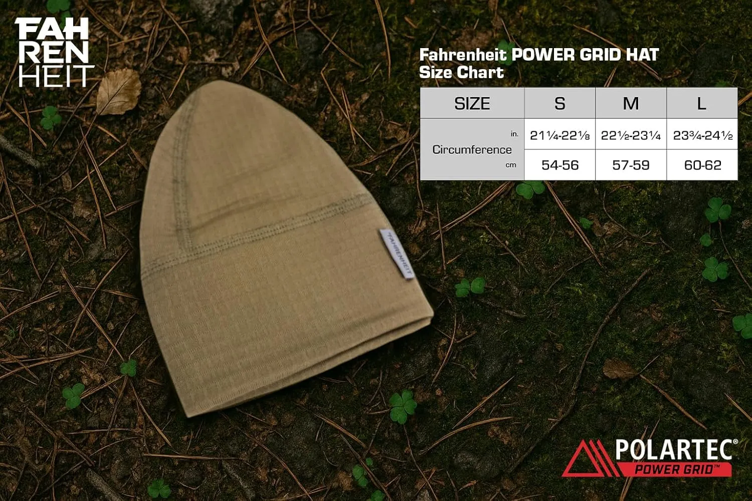 Fahrenheit Polartec Power Grid Tactical Beanie Hat – Lightweight Fleece Watch Cap for Cold Weather, Military, Outdoor (Khaki)