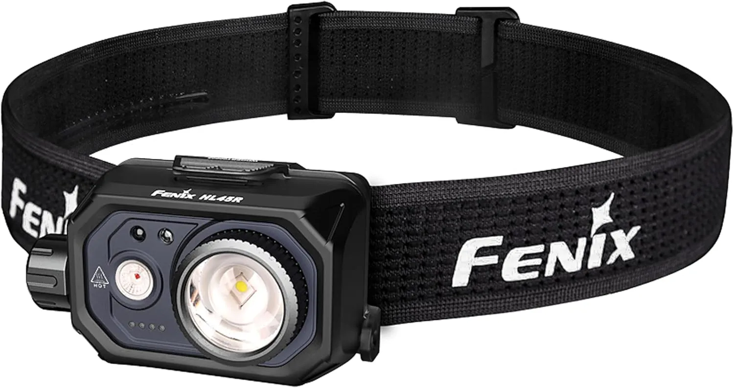 fenix HL45R Rechargeable Focusing Headlamp Outdoor/Work/Multi-Purpose | 1000 Lumens | 220m | 124 Hrs Max | White Focusing Main Beam, Supporting Red Beam, Rotary Control | IP66