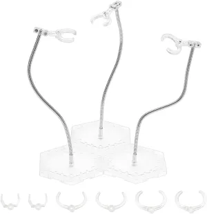 FINGERINSPIRE 3 PCS Clear Action Figure Stand Action Figure Display Holder Stand Base with 12 Adjustable Waist Clips Compatible with HG RG BB Transparent Doll Stop Motion Holder Stand