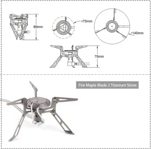 Fire-Maple Blade 2 Titanium Backpacking Stove Camping Gas Burner with Preheating System Suitable for Cold Weather