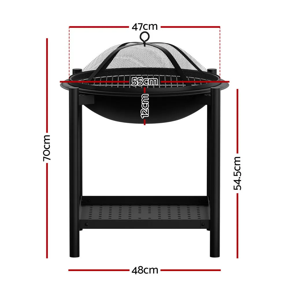 Fire Pit (55cm) Compact 2-in-1 BBQ Grill