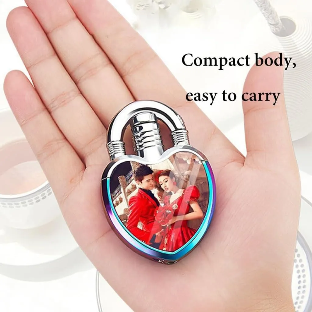 Fire-Spraying Red Flame Windproof Gas Lighter - Inflatable Butane, Multi-Red Energy Creative Love Lock Pattern - Ice Surface - Birthday, Christmas, Holiday, Couple Gifts(Gold ice)