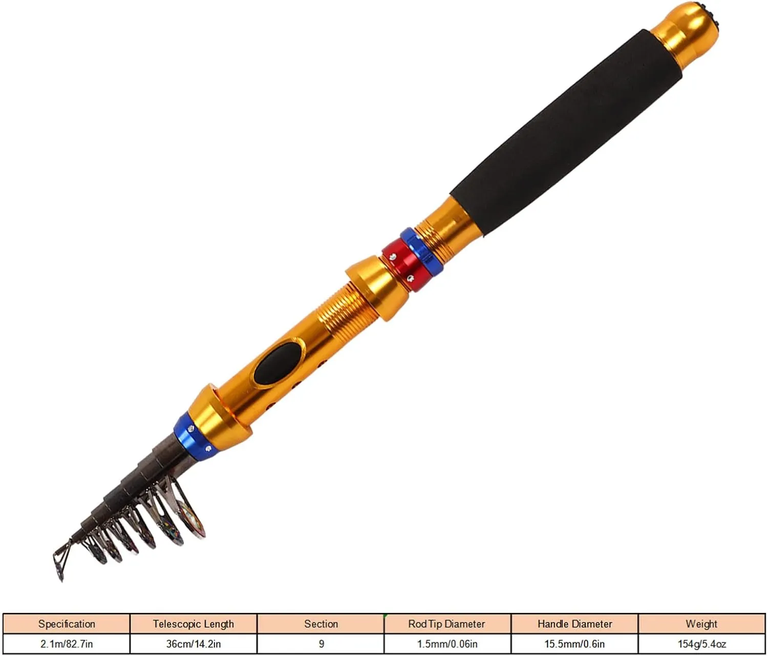 Fishing Rod Telescopic, High Sensitivity Lightweight Resistant for Seawater and Freshwater Anglers